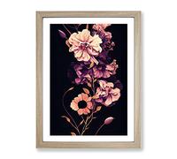 The Exquisite Flowers Framed Print | A4 Oak Framed Wall Art | Ready to Hang | Modern Floral Picture | Living Room Bedroom Lounge Office