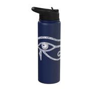 The Eye of Horus Composed of Hieroglyphics White Print Stainless Steel Insulated Water Bottle