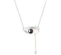 The Eye of the Devil Necklace 'Dich ich Liebe' 100 Languages Engraving, Love Necklace for Girlfriend, Gifts for Women, Mother's Day, Valentine's Day, Christmas Day, Mittelgroße, Bronze (silver)