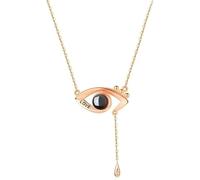 The Eye of the Devil Necklace 'Dich ich Liebe' 100 Languages Engraving, Love Necklace for Girlfriend, Gifts for Women, Mother's Day, Valentine's Day, Christmas Day, Mittelgroße, Bronze (rose gold)