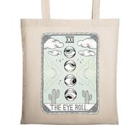 The Eye Roll Funny Tarot Card Parody Natural Ecological Cotton Tote Bag Beige