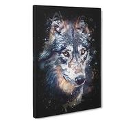 The Eyes of a Wolf Paint Splash Canvas Print | Gallery Wrapped 30mm Frame Wall Art | 30x20 inches | Ready to Hang | Modern Animals Picture | Living Room Bedroom Lounge Office