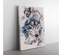 The Eyes of a Wolf Watercolour Canvas Wall Art Print 30x20 Inch