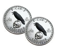 The F-CAW-F Coin - for Those Who Laugh at Life and Give Zero F*CKS! 2 Inch Metal Attitude Raven Design Coin, Novelty Raven Challenge Coins, Gag Gifts for Women Men, Token of Freedom and Humor (2pcs)