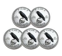 The F-CAW-F Coin - for Those Who Laugh at Life and Give Zero F*CKS! 2 Inch Metal Attitude Raven Design Coin, Novelty Raven Challenge Coins, Gag Gifts for Women Men, Token of Freedom and Humor (5pcs)