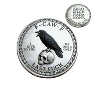 The F-CAW-F Coin - for Those Who Laugh at Life and Give Zero F*Cks! Black Raven Last Fuck Coin, Funny Double-Sided Commemorative Coin with Raven Skull Design, Gift for Friends (1PCS)