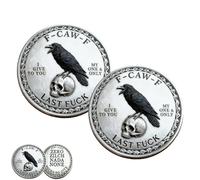 The F-CAW-F Coin - for Those Who Laugh at Life and Give Zero F*CKS, Double-Sided Metal Attitude Raven Design Coin, Novelty Collectible Challenge JokeCoin, Token of Freedom and Humor (2pcs)