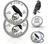 The F-CAW-F Coin - For Those Who Laugh at Life and Give Zero F*cks - Double-Sided Raven Metal Challenge Coins, Token of Freedom and Humor, Funny Raven Coin for Men & Women (2 Pcs)