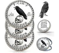 The F-CAW-F Coin - For Those Who Laugh at Life and Give Zero F*cks - Double-Sided Raven Metal Challenge Coins, Token of Freedom and Humor, Funny Raven Coin for Men & Women (3 Pcs)