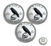 The F-CAW-F Coin - For Those Who Laugh at Life and Give Zero F*cks, Funny Double-Sided Design Last Fuck Coin with Raven Design, Novelty Collectible Challenge Coin Gag Gift for Friends (3 pcs)