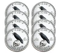 The F-Caw-F Coin - for Those Who Laugh at Life and Give Zero F*cks!Funny Novelty Challenge Coin,Double-Sided Raven Metal Challenge Coins,Token of Freedom and Humor,Letting Go and Moving On(8pcs)