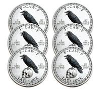 The F-Caw-F Coin - for Those Who Laugh at Life and Give Zero F*cks!Funny Novelty Challenge Coin,Double-Sided Raven Metal Challenge Coins,Token of Freedom and Humor,Letting Go and Moving On(6pcs)