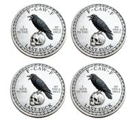 The F-Caw-F Coin - for Those Who Laugh at Life and Give Zero F*cks!Funny Novelty Challenge Coin,Double-Sided Raven Metal Challenge Coins,Token of Freedom and Humor,Letting Go and Moving On(4pcs)