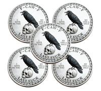 The F-Caw-F Coin - for Those Who Laugh at Life and Give Zero F*cks!Funny Novelty Challenge Coin,Double-Sided Raven Metal Challenge Coins,Token of Freedom and Humor,Letting Go and Moving On(5pcs)