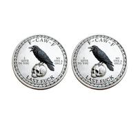 The F-Caw-F Coin - for Those Who Laugh at Life and Give Zero F*cks!Funny Novelty Challenge Coin,Double-Sided Raven Metal Challenge Coins,Token of Freedom and Humor,Letting Go and Moving On(2pcs)