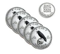 The F-CAW-F Coin - for Those Who Laugh at Life and Give Zero F*CKS! Funny Raven Challenge Coin, Now I Have Zero Zilch, Humor Gift for Friends (5PCS)