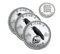 The F-CAW-F Coin - for Those Who Laugh at Life and Give Zero F*CKS! Funny Raven Challenge Coin, Now I Have Zero Zilch, Humor Gift for Friends (3PCS)