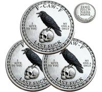 The F-CAW-F Coin - for Those Who Laugh at Life and Give Zero F*CKS! Funny Raven Challenge Coin, Premium Metal Token of Freedom, Humor & Letting Go, Gag Gift for Men & Women (3PC)