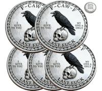 The F-CAW-F Coin - for Those Who Laugh at Life and Give Zero F*CKS! Funny Raven Challenge Coin, Premium Metal Token of Freedom, Humor & Letting Go, Gag Gift for Men & Women (5PC)