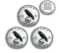 The F-CAW-F Coin - for Those Who Laugh at Life and Give Zero F*CKS, Premium 2 Inch Metal Attitude Raven Design Coin, Motivation Pocket Coins for Stress Relief (3pcs)