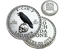 The F-CAW-F Coin - for Those Who Laugh at Life and Give Zero F*CKS, Premium 2 Inch Metal Attitude Raven Design Coin, Motivation Pocket Coins for Stress Relief (1pcs)