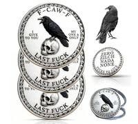 The F-CAW-F Coin - For Those Who Laugh at Life and Give Zero F*cks! The F-CAW-F “Last Fuck” Decision Coin, 2" Double-Sided Metal Raven Attitude Coin, Novelty Commemorative Coin, Daily Reminder (3PCS)