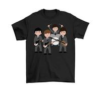 The Fabolous Foursome, Music Caricature T-Shirt, Made from Organic Cotton, Unisex Style, Regular Fitted Black