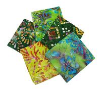 The Fabric Guys 5 Pcs 50x50cm Fat Quarters 100% Cotton Fabric Bundles Patchwork Squares Clothes Quilting Sewing Crafting DIY Projects Plain & Printed Themes Artwork (Batik Green)