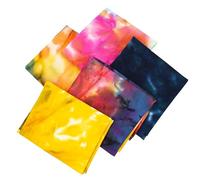 The Fabric Guys 5 Pcs 50x50cm Fat Quarters 100% Cotton Fabric Bundles Patchwork Squares Clothes Quilting Sewing Crafting DIY Projects Plain & Printed Themes Artwork (Batik Tye-Dye)