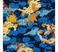 The Fabric Guys Quilting Cotton Per Metre Japanese Style Fabric 60" Wide Gold Foil Beautiful Prints Sewing Craft Artwork Handwork (Gliding Dragons Blue/Navy)