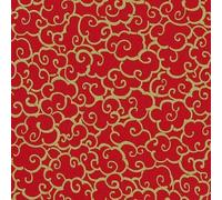 The Fabric Guys Quilting Cotton Per Metre Japanese Style Fabric 60" Wide Gold Foil Beautiful Prints Sewing Craft Artwork Handwork (All Over Clouds Red)