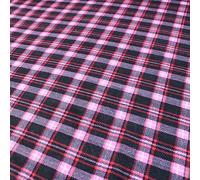 The Fabric Guys Super Soft Winter Warmer Brushed Cotton Fabric by The Metre Precut Length 112cm Wide Smooth Material Garments Upholstery Crafting (Tartan Black & Pink)