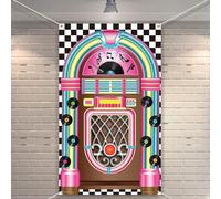 The Fabulous 50's Door Cover, 50s Diner Backdrop Large Banner Decoration, Rockin' 50s Party Decorations Kit - Retro Western Themed Supplies for 80s & 90s Costume Parties, Christenings & More!