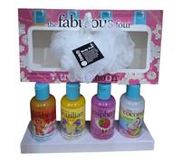 The Fabulous Four Gift Set 4x Shower and Bath Gel 100ML Each With Free Beauty Body Puff (Any Colour)