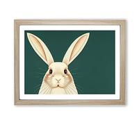 The Face Of A Rabbit BLK Framed Print | A4 Oak Framed Wall Art | Ready to Hang | Modern Animal Picture | Living Room Bedroom Lounge Office