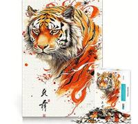 The Face of A Tiger Teenagers 1000 Piece Jigsaw Puzzle Memory Gain Light Relax Design Assembly Wall Art Decor (38x26cm)