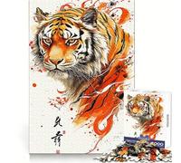 The Face of A Tiger Teenagers 1000 Piece Jigsaw Puzzle Memory Gain Light Relax Design Assembly Wall Art Decor (38x26cm)