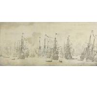 The Failed Attack of the English on the Return Fleet in the Port of Bergen Norway, August 12, 1665; an episode of the Second Anglo-Dutch War (1669) Poster printed by Willem van de Velde