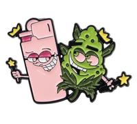 The Fairly OddParents Wanda and Cosmo Cartoon Animated TV Show Best Buds Friends BFF Weed Marijuana Pot High Light Joint Lighter Cannabis Hemp 1.2" Enamel Pin Badge