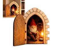 The Fairy Door That Opens - Tiny Hidden World with Secret Gnome Scene, Hinged Miniature Wall Decor for Baseboards, Shelves & Walls, Magical Gift for Fairy & Garden Lovers，With Light,1pc