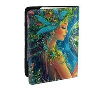 The Fairy Flower Girl Holds The Planet Printed Passport Holder,Travel Pu Leather Passport Cover Case Organiser for Men Women,6.5 Inch