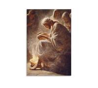 The Faithful Woman Breaking A Jar of Perfume over Jesus’ Feet, Fragrance Filling The Air As Her Tears Fall on Sacred Skin. Contemporary Wall Mural Art Decorative Hanging Poster24x36inch(60x90cm)