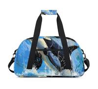 The Fall Fun Texture Gym Bag Sports Duffle Bag Weekend Sleepover Duffel Bags Small Travel Tote for Overnight Workout Gymnastics Dance Ballet, Whale Theme Design, 18.9 x 8.7 x 10.6 in, Duffel Bags