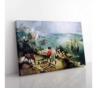 The Fall Of Icarus By Pieter Bruegel The Elder Classic Painting Canvas Wall Art Print Ready to Hang, Framed Picture for Living Room Bedroom Home Office Décor, 60x40 cm (24x16 Inch)