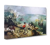 The Fall Of Icarus By Pieter Bruegel The Elder Classic Painting Canvas Wall Art Print Ready to Hang, Framed Picture for Living Room Bedroom Home Office Décor, 30x20 Inch (76x50 cm)