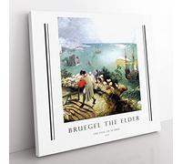 The Fall Of Icarus By Pieter Bruegel The Elder Exhibition Museum Classic Painting Canvas Wall Art Print Ready to Hang, Framed Picture for Living Room Bedroom Home Décor, 35x35 cm (14x14 Inch)