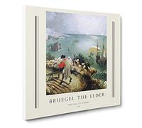 The Fall Of Icarus By Pieter Bruegel The Elder Exhibition Museum Classic Painting Canvas Wall Art Print Ready to Hang, Framed Picture for Living Room Bedroom Home Décor, 14x14 Inch (35x35 cm)