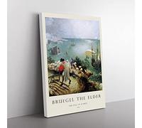 The Fall Of Icarus By Pieter Bruegel The Elder Exhibition Museum Painting Canvas Wall Art Print Ready to Hang, Framed Picture for Living Room Bedroom Home Office Décor, 60x40 cm (24x16 Inch)