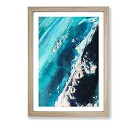 The Falling Blue in Abstract Framed Print | A2 Oak Framed Wall Art | Ready to Hang | Abstract Fantasy Picture | Living Room Bedroom Lounge Office