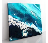 The Falling Blue in Abstract Modern Canvas Wall Art Print Ready to Hang, Framed Picture for Living Room Bedroom Home Office Décor, 50x50 cm (20x20 Inch)